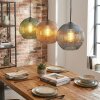 Koyoto Lampadario a sospensione, Lampada a sfera, Lampada a sospensione 30 cm Blu, Verde, Ramato, 3-Luci