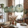 Koyoto Lampadario a sospensione, Lampada a sfera, Lampada a sospensione 30 cm Verde, 3-Luci