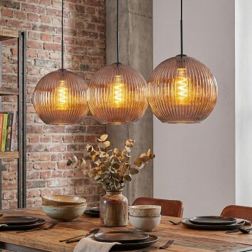 Koyoto Lampadario a sospensione, Lampada a sfera, Lampada a sospensione 30 cm Ramato, 3-Luci