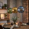 Koyoto Lampadario a sospensione, Lampada a sfera, Lampada a sospensione 30 cm Blu, Oro, Verde, 3-Luci