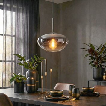 Mertola Lampadario a sospensione, Lampada a sospensione Chiaro, Grigio fumo, 1-Luce