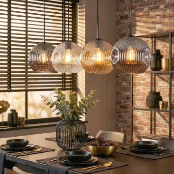 Ripoll Lampadario a sospensione, Lampada a sfera, Lampada a sospensione Ambrato, Chiaro, Grigio fumo, 4-Luci