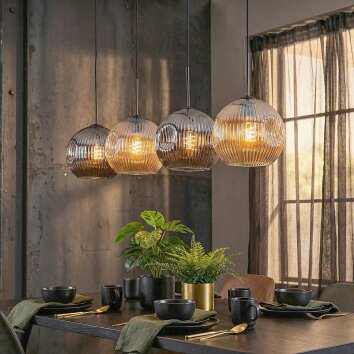 Ripoll Lampadario a sospensione, Lampada a sfera, Lampada a sospensione Ambrato, Grigio fumo, 4-Luci