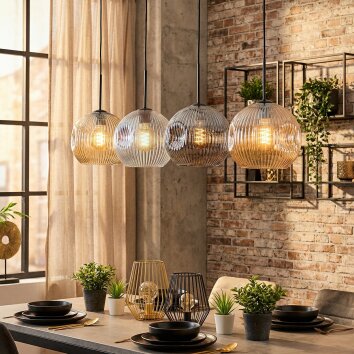 Ripoll Lampadario a sospensione, Lampada a sfera, Lampada a sospensione Ambrato, Chiaro, Grigio fumo, 4-Luci