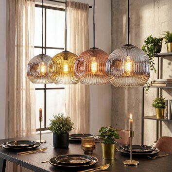 Ripoll Lampadario a sospensione, Lampada a sfera, Lampada a sospensione Cromo, Oro, Chiaro, Ramato, Grigio fumo, 4-Luci