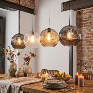 Ripoll Lampadario a sospensione, Lampada a sfera, Lampada a sospensione Ambrato, Chiaro, Grigio fumo, 4-Luci