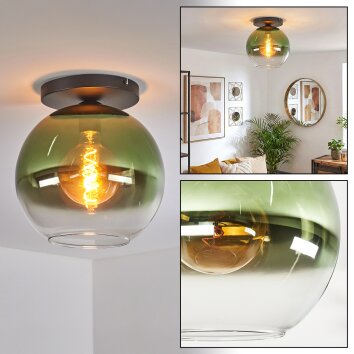 Koyoto Plafoniera, Lampada a sfera 30 cm Verde, Chiaro, 1-Luce