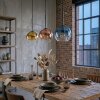 Koyoto Lampadario a sospensione, Lampada a sfera, Lampada a sospensione Blu, Oro, Chiaro, Ramato, 3-Luci
