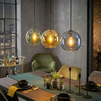 Koyoto Lampadario a sospensione, Lampada a sfera, Lampada a sospensione Blu, Oro, Verde, 3-Luci