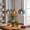 Koyoto Lampadario a sospensione, Lampada a sfera, Lampada a sospensione Blu, Verde, Chiaro, Ramato, 3-Luci