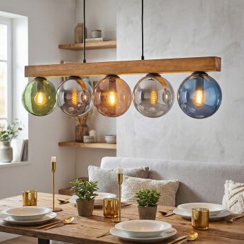 Gastor Lampadario a sospensione, Lampada a sfera, Lampada a sospensione Écru, Nero, 5-Luci