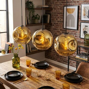 Ripoll Lampadario a sospensione, Lampada a sfera, Lampada a sospensione Oro, 3-Luci