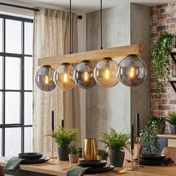 Gastor Lampadario a sospensione, Lampada a sfera, Lampada a sospensione Écru, Nero, 5-Luci