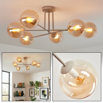 Gastor Plafoniera, Lampada a sfera 80 cm Sabbia, 6-Luci