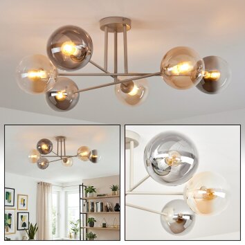 Gastor Plafoniera, Lampada a sfera 80 cm Sabbia, 6-Luci