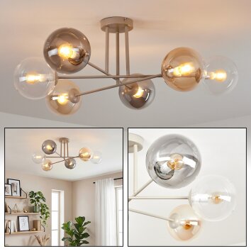 Gastor Plafoniera, Lampada a sfera 80 cm Sabbia, 6-Luci