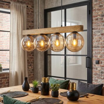 Gastor Lampadario a sospensione, Lampada a sfera, Lampada a sospensione Écru, Nero, 4-Luci