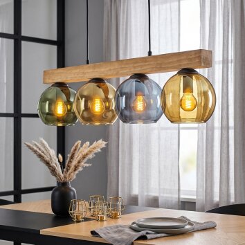 Koyoto Lampadario a sospensione, Lampada a sfera, Lampada a sospensione Écru, Nero, 4-Luci