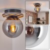 Rafon Plafoniera, Lampada a sfera Aspetto del legno, Nero, 1-Luce