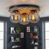 Rafon Plafoniera, Lampada a sfera Aspetto del legno, Nero, 3-Luci