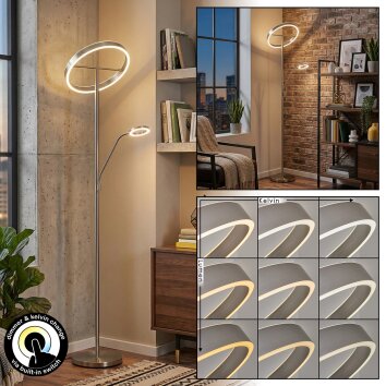 Melak Lampada da terra, Lampada da letture LED Nichel opaco, 2-Luci