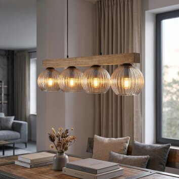 Koyoto Lampadario a sospensione, Lampada a sfera, Lampada a sospensione Écru, Nero, 4-Luci