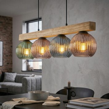Koyoto Lampadario a sospensione, Lampada a sfera, Lampada a sospensione Écru, Nero, 4-Luci
