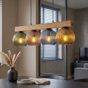 Koyoto Lampadario a sospensione, Lampada a sfera, Lampada a sospensione Écru, Nero, 4-Luci