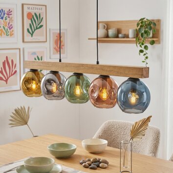 Ripoll Lampadario a sospensione, Lampada a sfera, Lampada a sospensione Écru, Nero, 5-Luci
