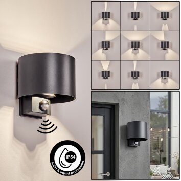 Almodofa Lampada da parete per esterno, Lampade Up & Down, Applique LED Antracite, 1-Luce, Sensori di movimento