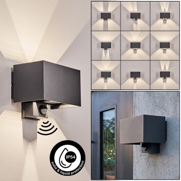 Almodofa Lampada da parete per esterno, Lampade Up & Down, Applique LED Antracite, 1-Luce, Sensori di movimento