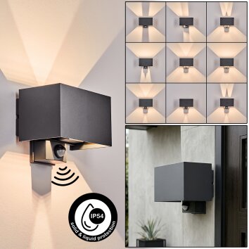 Almodofa Lampada da parete per esterno, Lampade Up & Down, Applique LED Antracite, 1-Luce, Sensori di movimento