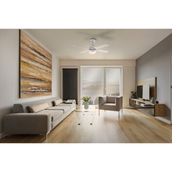 Illuminazione Eglo & Lampada con ventilatore LED Aspetto del legno, Bianco, 1-Luce, Telecomando