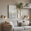 Olaris applique da parete in legno, set 2 faretti orientabili con paralume bianco