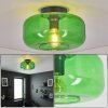 Boza plafoniera in vetro verde, lampada da soffitto vintage E27 rotonda