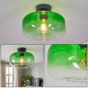 Boza plafoniera in vetro verde sfumato E27 ø 28 cm, stile vintage moderno
