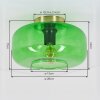 Plafoniera Boza con paralume arrotondato in vetro verde e portalampada a vista, ø 28 cm
