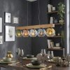 Lampadario a sospensione Koyoto trave legno, altezza regolabile al montaggio, lunghezza 95 cm