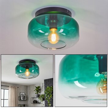 Plafoniera a cupola moderna Boza, vetro verde chiaro sfumato, ø 28 cm