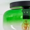 Plafoniera Boza vintage con sfumatura verde-chiaro, paralume in vetro ø 28 cm, E27