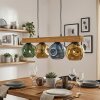 Ripoll lampadario in legno e vetro colorato, 4 luci E14, lunghezza 75 cm