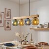 Ripoll lampadario in legno e vetro colorato, 4 luci E14, lunghezza 75 cm
