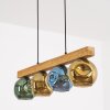Ripoll lampadario in legno e vetro colorato, 4 luci E14, lunghezza 75 cm