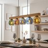 Koyoto lampada a sospensione in legno 5 luci, sfere in vetro colorato 95 cm