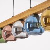 Koyoto lampada a sospensione in legno 5 luci, sfere in vetro colorato 95 cm
