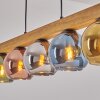Koyoto lampada a sospensione in legno 5 luci, sfere in vetro colorato 95 cm