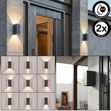 Hoods applique LED da esterno set 2 pezzi IP44 con luce su e giù, 4000 Kelvin