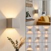 Applique Badajoz moderna quadrata in metallo color sabbia con luce Up & Down