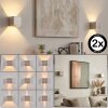 Applique Badajoz moderne, set di 2, cubiche in metallo color sabbia, luce Up & Down