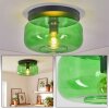 Plafoniera Boza vintage con paralume bombato in vetro verde ø 28 cm, attacco E27